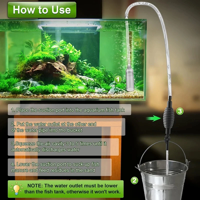 1Pcs Fish Tank Water Changer Aquarium Siphon Vacuum Cleaner With Outlet Valve For Fish Tank Water Changer Cleaning Gravel