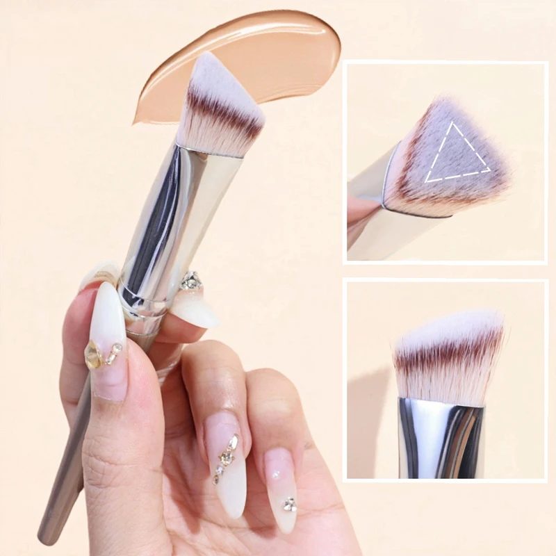 1pc triângulo chanfrado fundação escova círculos escuros manchas de acne corretivo escovas facial iluminador escova compõem ferramentas