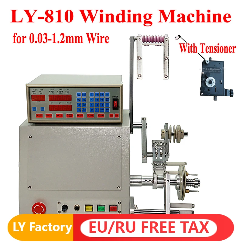 

LY-810 New Computer C Automatic Wire Winder Coil Winding Machine for 0.03-1.2mm Wire + Mechanical damping Tensioner Controller