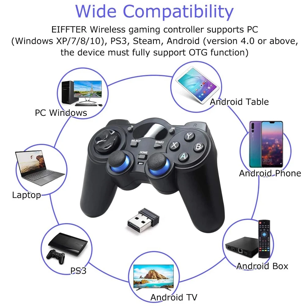 2.4G Wireless Gamepad Joystick Game Controller Joypad for PS3 PC Android Windows Raspberry Pi 4 Retroflag NESPi Retropie