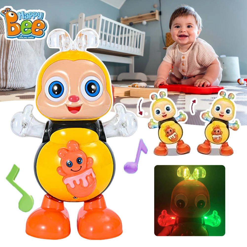 Juguete Vocal de abeja de dibujos animados, juguetes eléctricos con sonido, iluminación Flash, cantar, bailar para niñas, niños, mascotas electrónicas, juguetes musicales, regalos