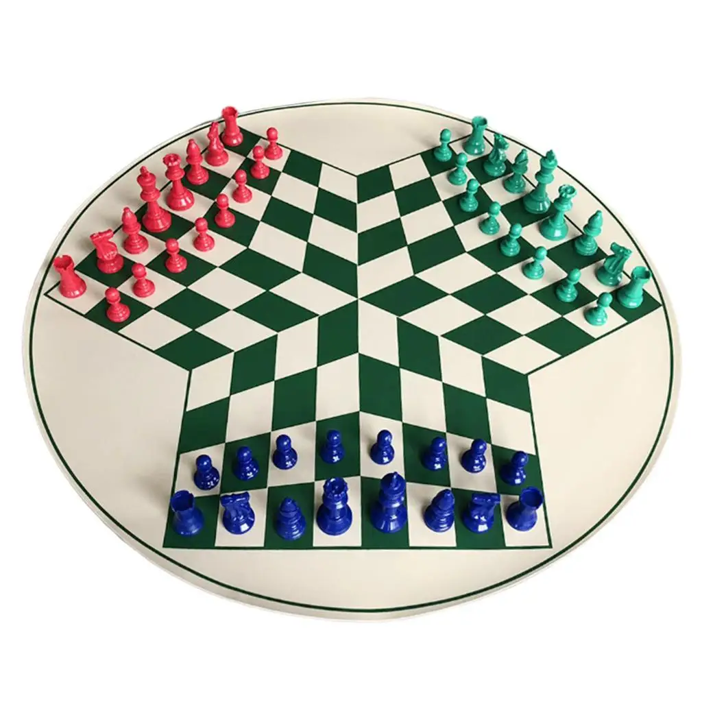 International Chess Set for with Round  Handmade Pieces Chess  Figures Sets for Three Person Player Travel Adults And Kids