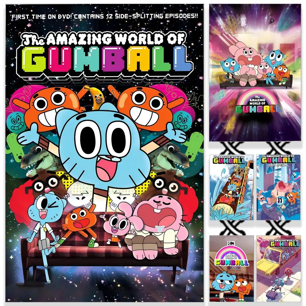 Funny Cartoon G-Gumball Poster HD Waterproof PP Self-Adhesive Removable Wall Art Poster for Bedroom Cafe Gym Home Decor Gift