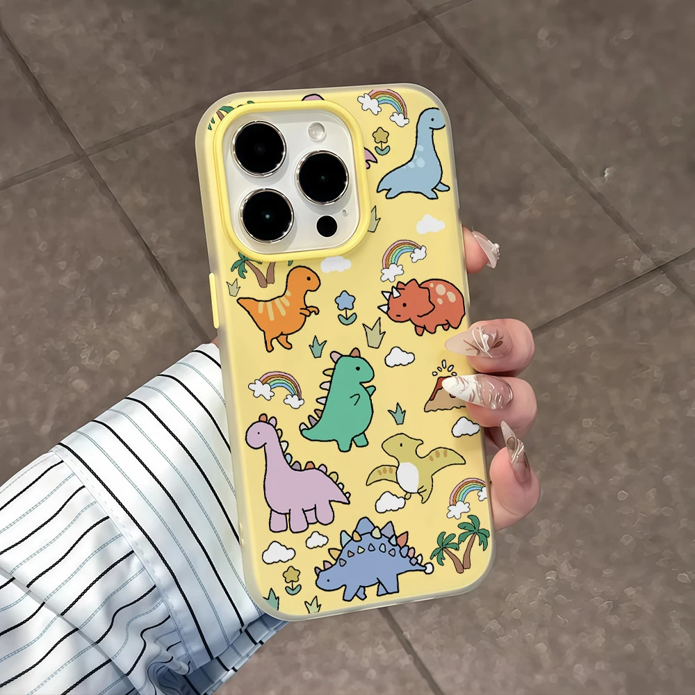 Cute Dinosaur Collage Candy Color Phone Case for Redmi Note 14 13 12 11 10 Pro Plus 4G 5G Redmi 14C 13C 15C Silicone Soft Cover view 3