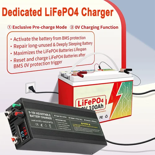 14.6V 100A Lifepo4 充電器調整可能なバッテリー充電器 LCD ディスプレイ付き電動スクーターオートバイゴルフカート電動自転車用