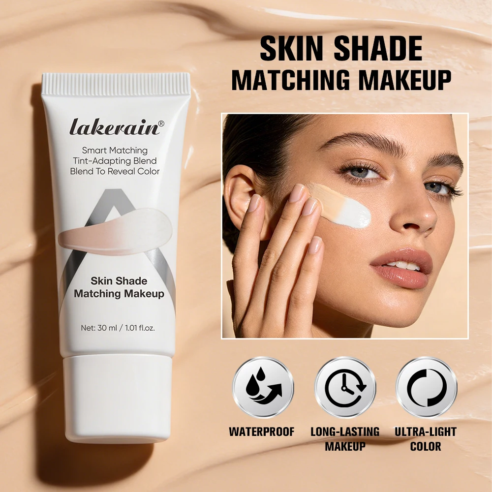 Lakerain Color Changing Liquid Foundation Coverage Skin Shade Matching Makeup SPF15 Moisturizing Even Toning Natural Makeup