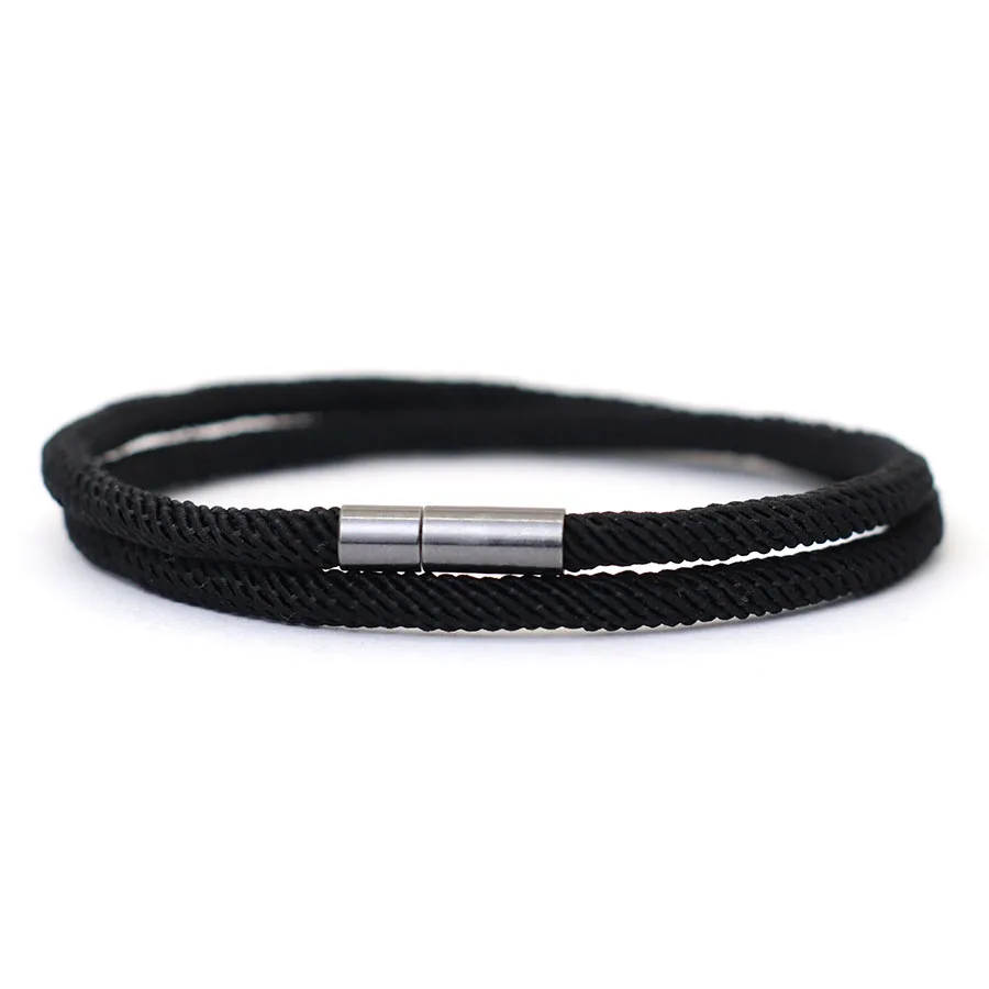 Noter nieuwe collectie heren touw armband 4 mm nylon dubbellaags geluksdraad armband nikkel zwart afneembare gesp cadeau voor hem