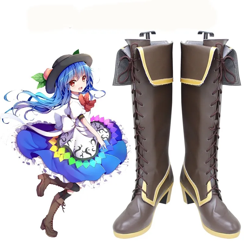 

Touhou Project Hinanawi Tenshi Cosplay Shoes Anime High Boots