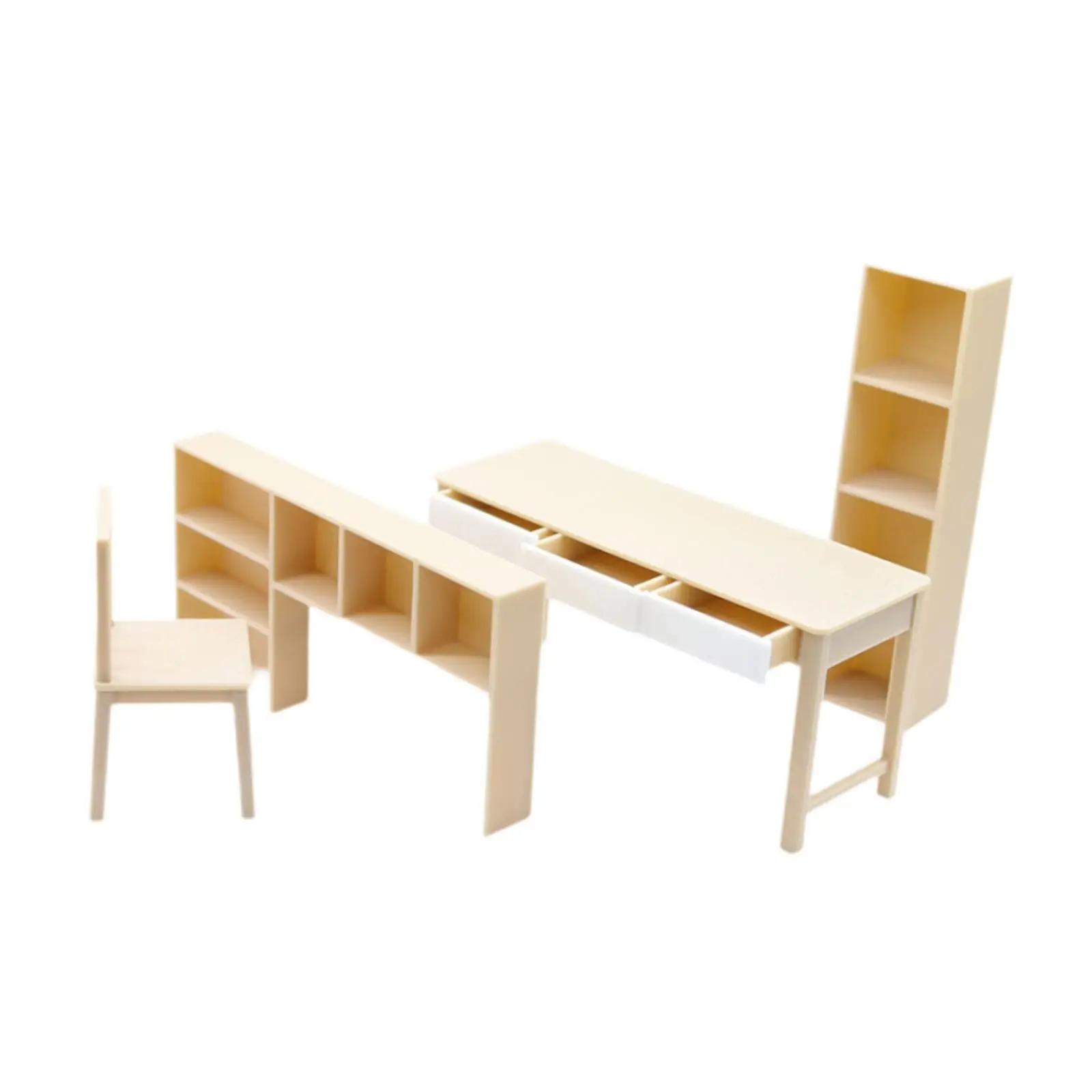 Escritorio y estantería para casa de muñecas, modelo 1:12, escena coleccionable, accesorios pequeños para casa de muñecas, muebles para casa de muñecas