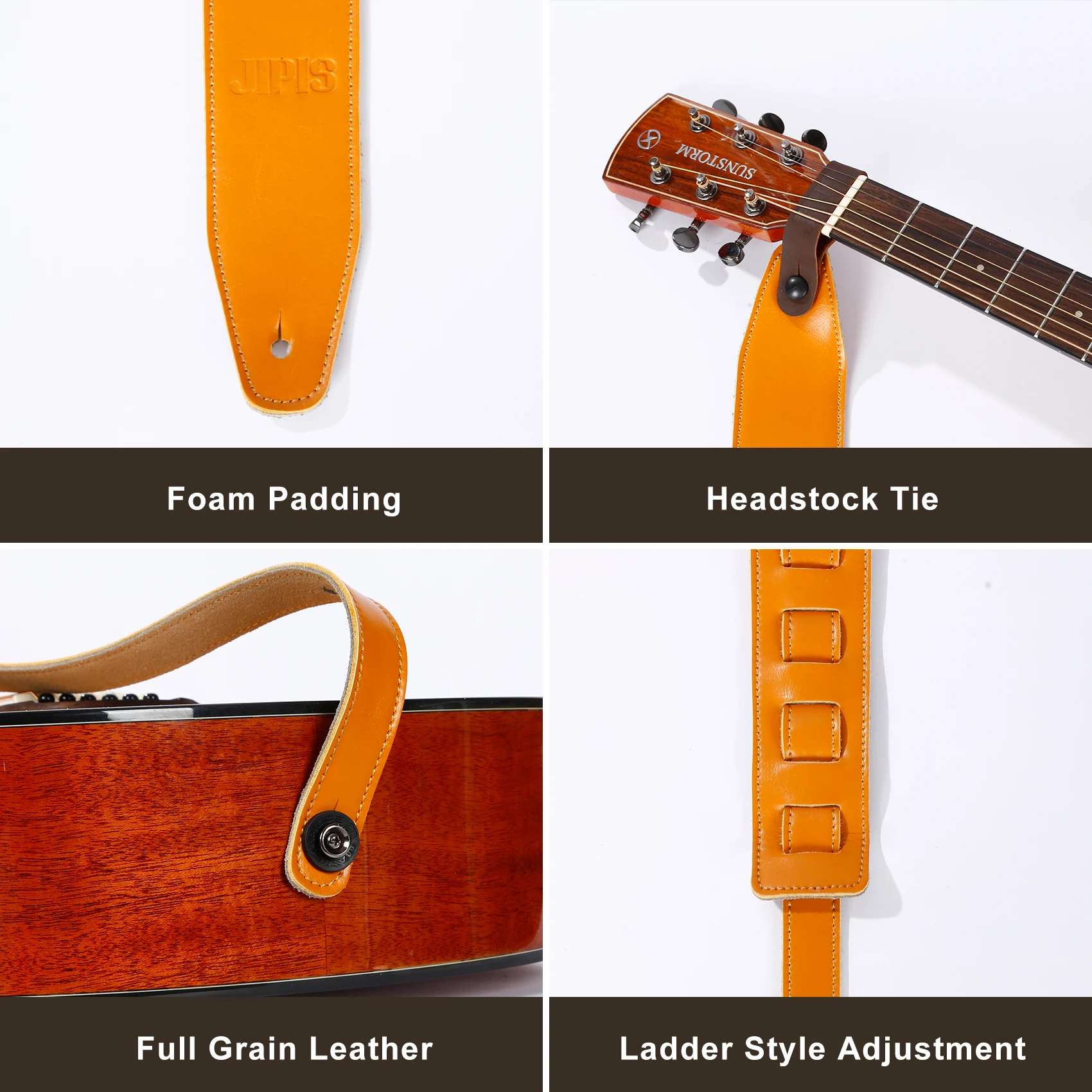 Guitar Strap Genuine Leather Soft Durable Cowhide Strap for Acoustic Electric Guitar Bass Adjustable Guitar Belt with Gifts