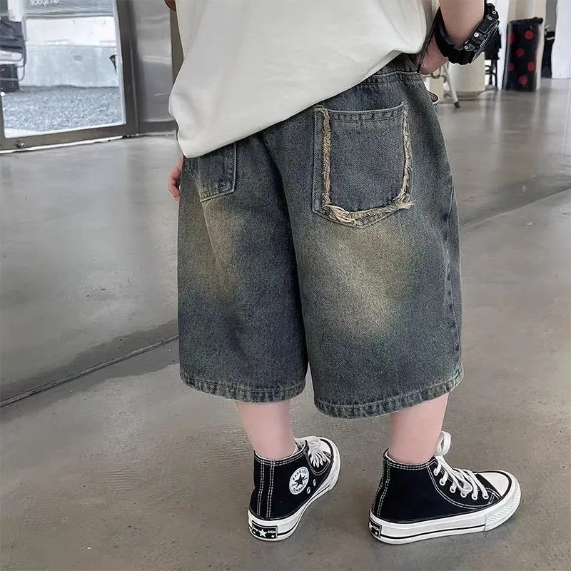 1-10 Jahre Jungen-Jeansshorts RAISE, lockere Sommer-Kindershorts mit elastischem Bund, lässige Shorts für Kleinkinder und Babys, Jungen-Jeansshorts – Detail 2