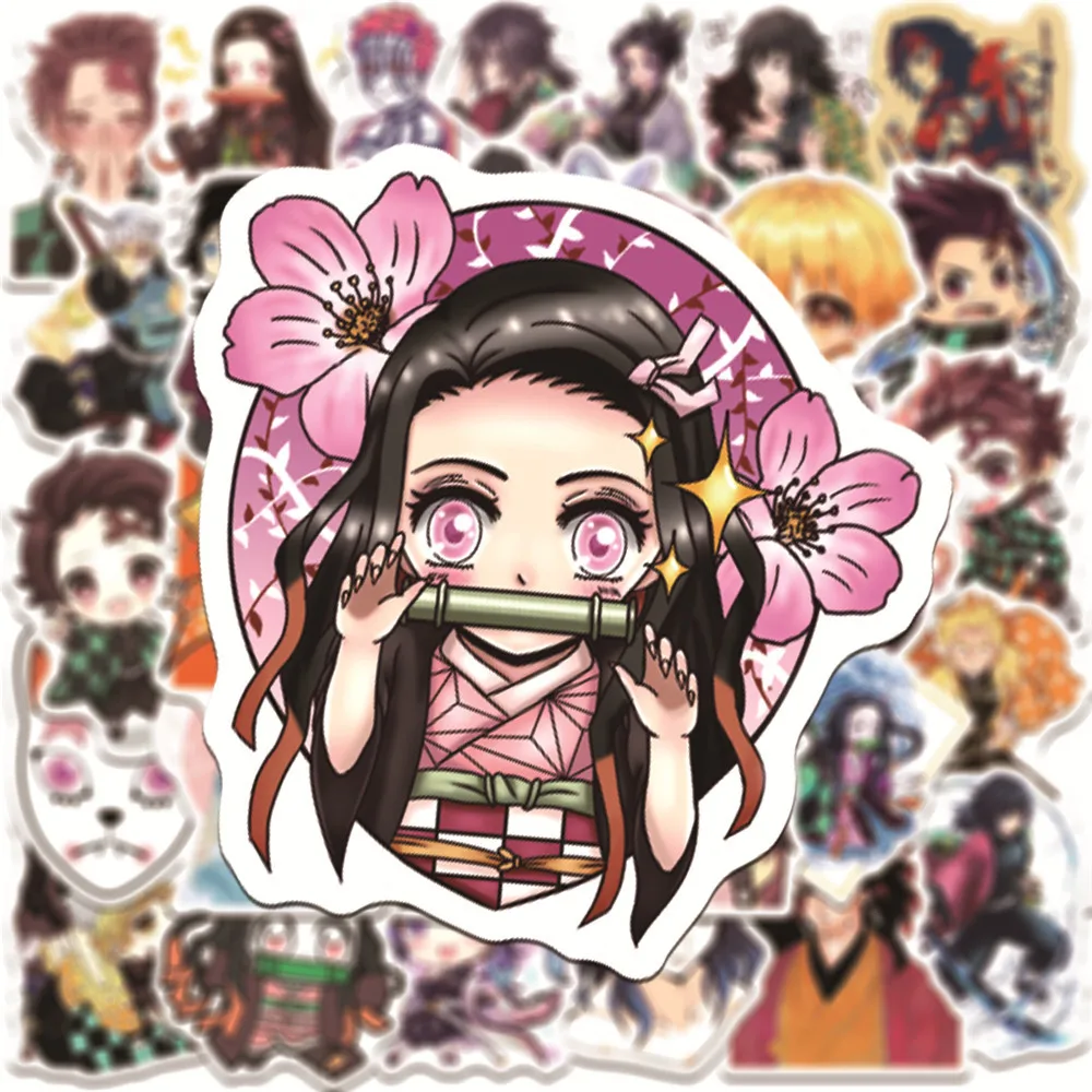 50/30/10PCS Tanjirou Nezuko Zenitsu Inosuke Giyuu Shinobu Popular Anime Graffiti Stickers Notebook Luggage Decoration Stickers