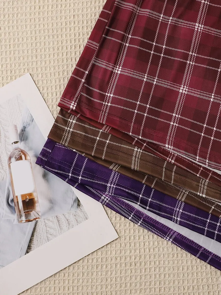 

3pcs Set Women Plaid Sleep Pants Loose Comfortable Pajama Bottoms