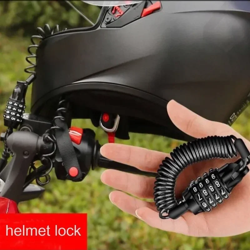 Drahtseil-Diebstahlschutz, Langlebige Kabelkette mit 4-stelligem Passwort, Motorrad- und Fahrradhelm-Schloss, Tragbare Sicherheit – Detail 4
