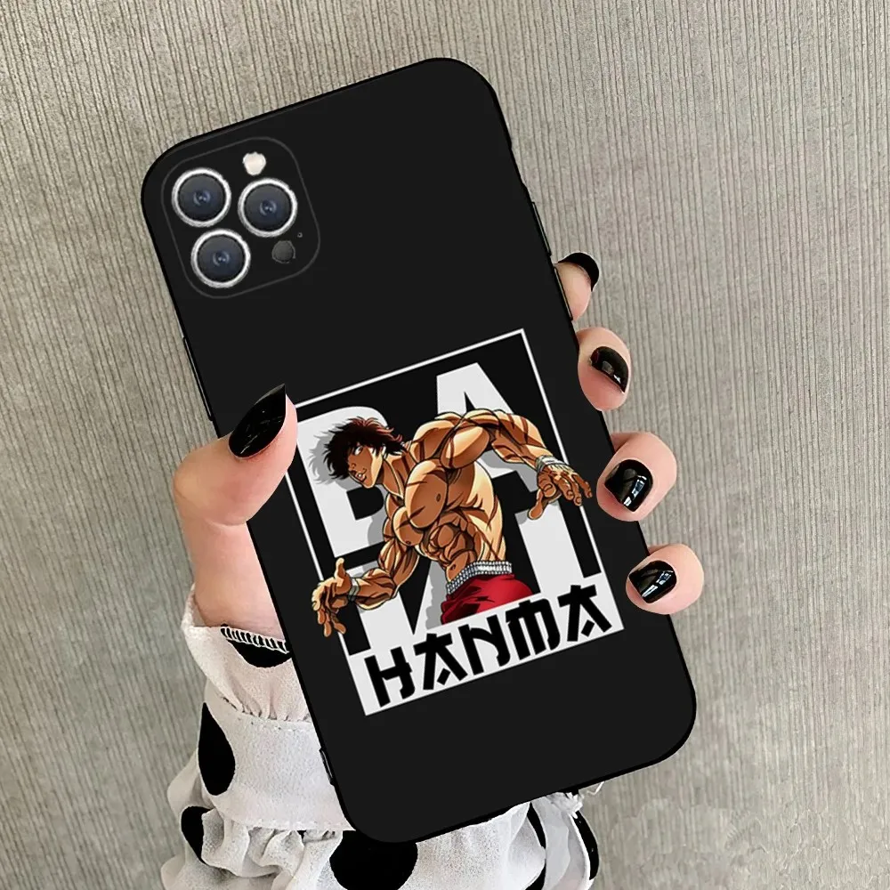 Anime Baki H-Hanma  Phone Case For iPhone 15,14,13,12,11,Plus,Pro Max,XS,X,XR,SE,Mini,8,7 Soft Silicone Black Cover