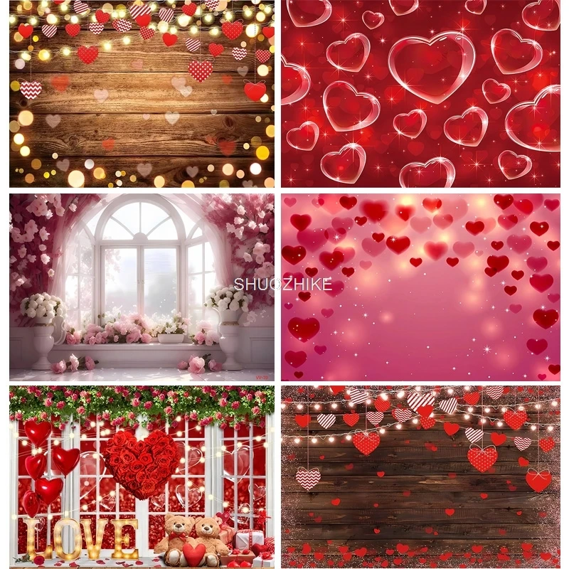 

SHUOZHIKE Valentine's Day Photography Backdrops Props Bokeh Rose Wedding Wooden Wall Arch Door Window Studio Background WW-06