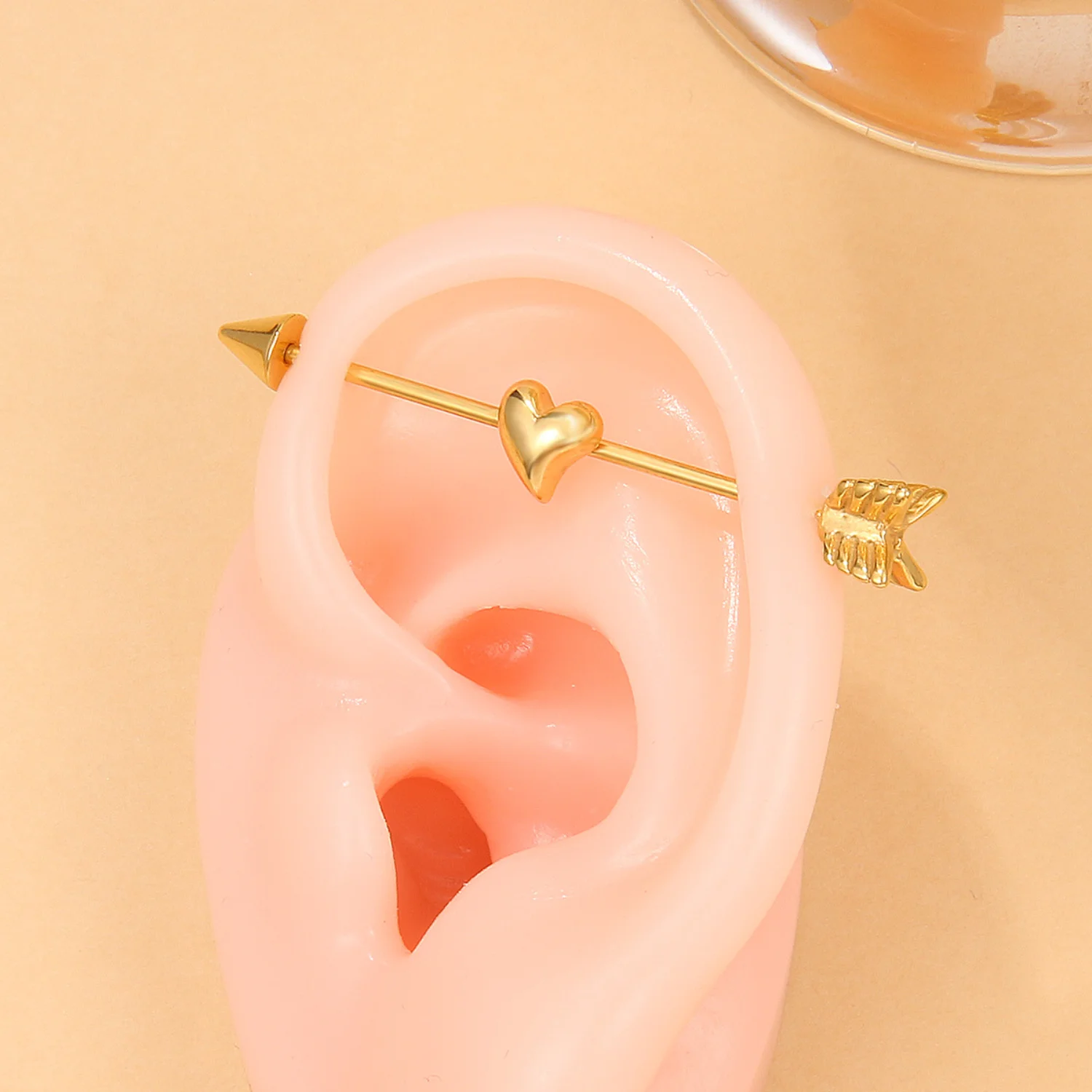 

2023stainless Steel Piercing Jewelry Cold Wind Love Ear Piercing Diagonal Ear Pin Earrings Wholesale Jewelry At The Lowest Price