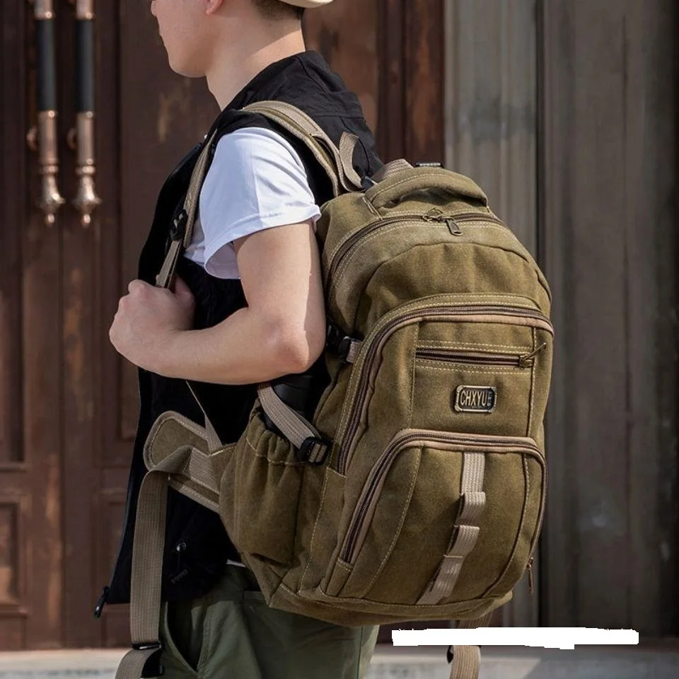 Canvas backpack with large capacity mountaineering travel luggage bag