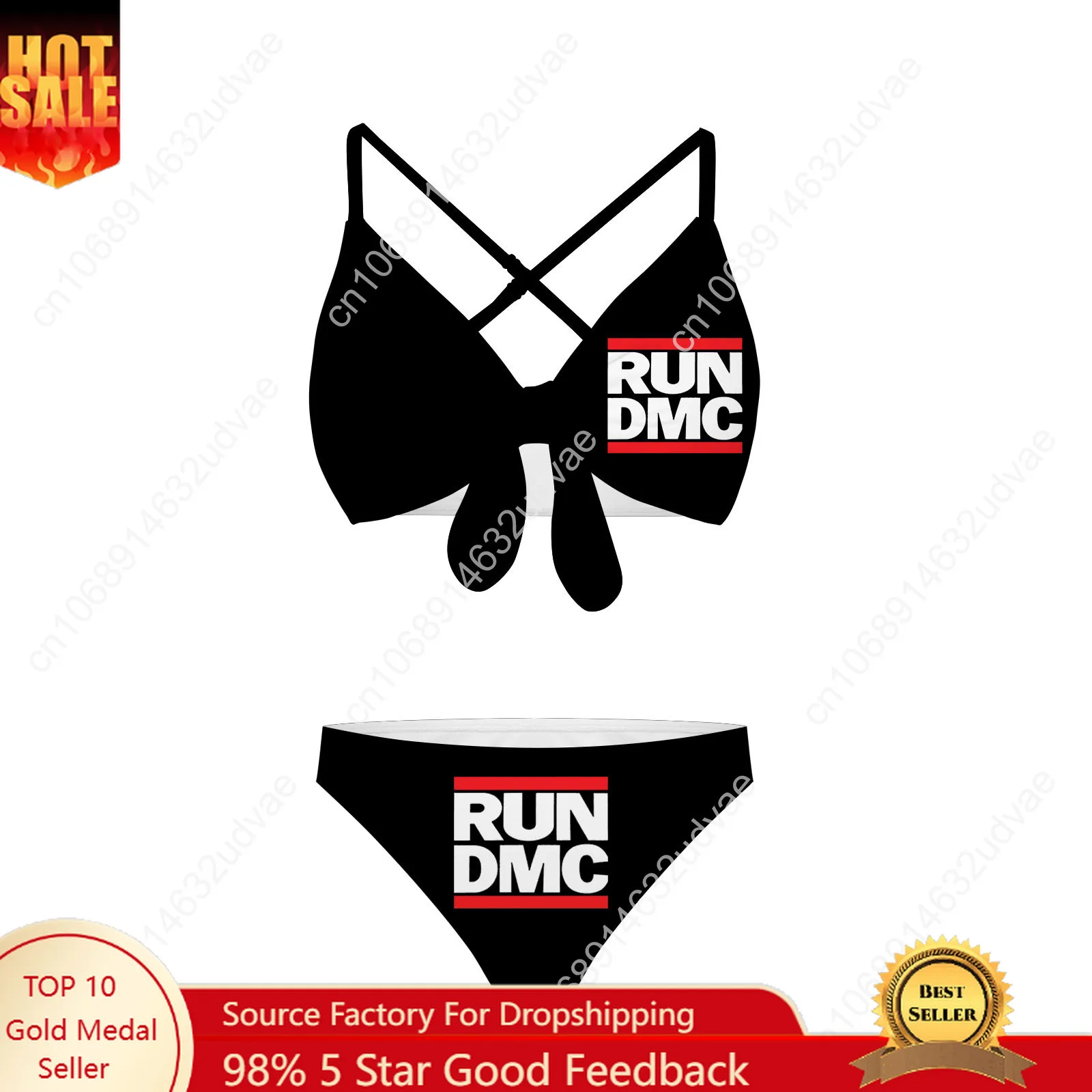 Run DMC Bathing Suits Cross Strap Suspenders Swimsuits Womens Personalized Bikini Pool Party Swimwear Customized Beachwear