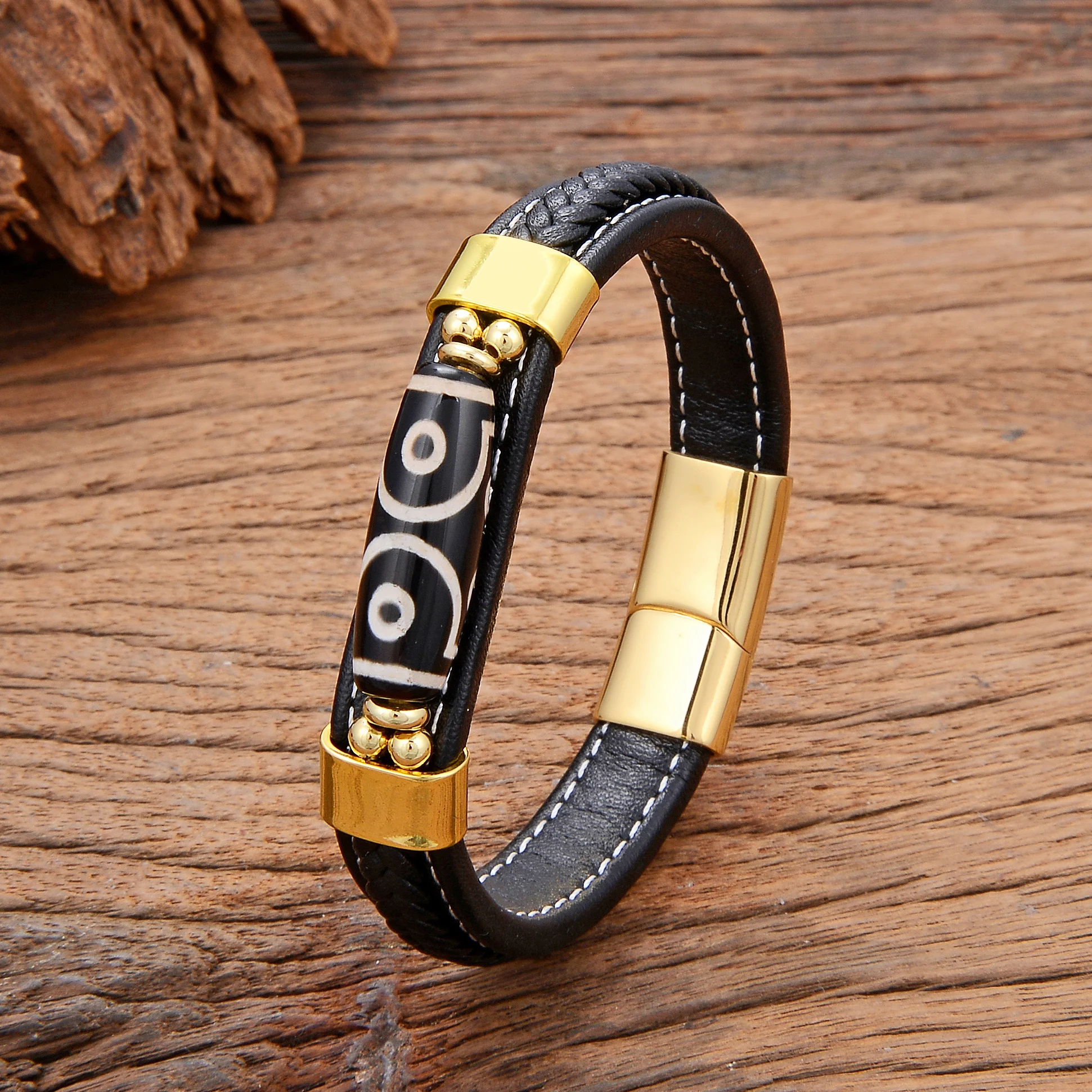 Summer Mens Leather Bracelet Natural Stone Bangles For Women Luxury Quality Jewelry and Accessories