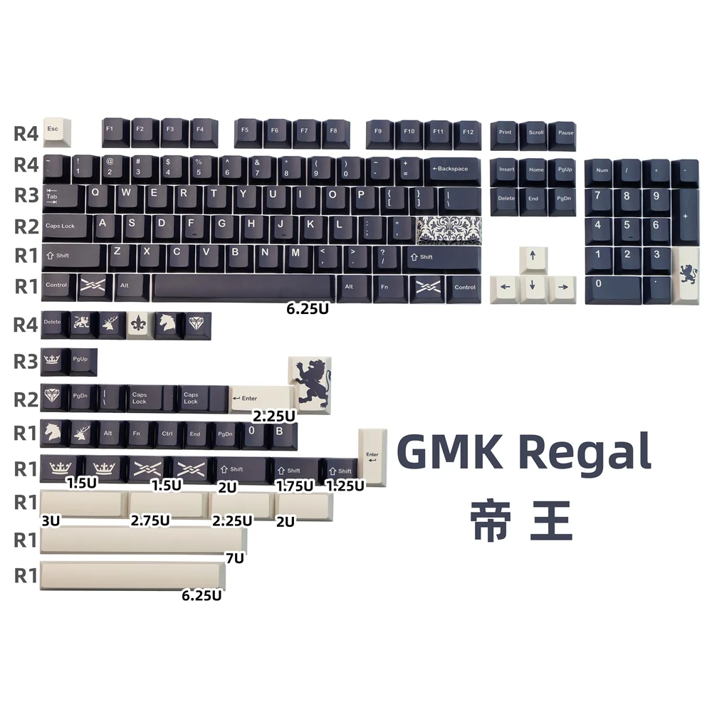 GMK Regal Keycap Cherry Profile 142 Keys ISO Enter PBT Keycaps 1.25u 1.5u 1.75u 2u Shift DYE Sublimation For Mechanical Keyboard