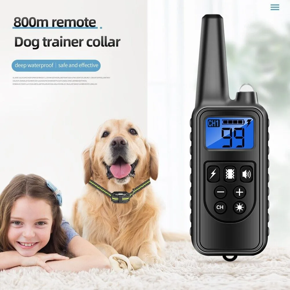 830 yards Remote Control Dog Training Collar USB Charge Waterproof Stop Bark Collar Pet Electric Shock Collar Sound Anti-Bark