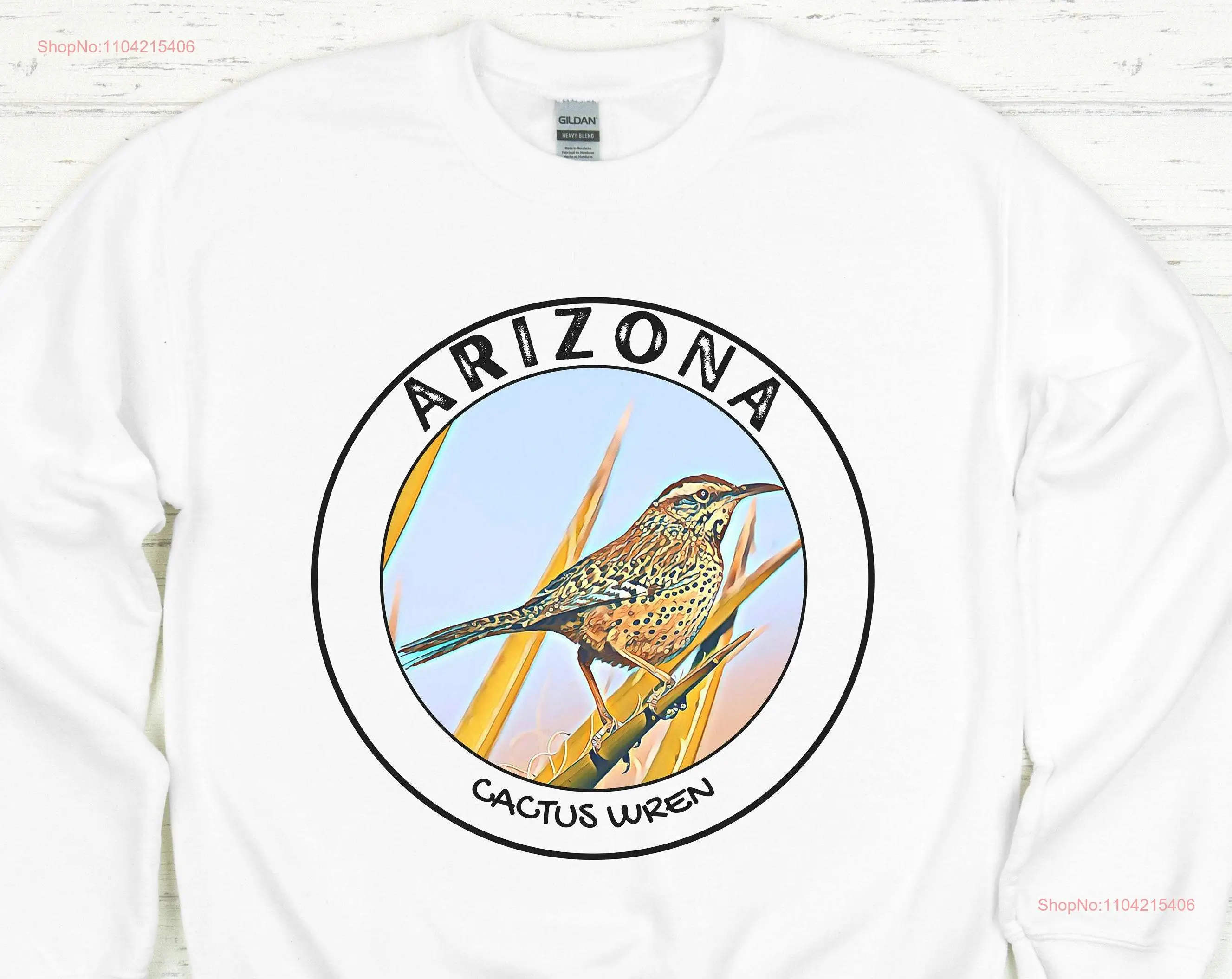 Arizona T Shirt for Bird Lovers Cactus Wren Birders s Family and Friends long or short sleeves