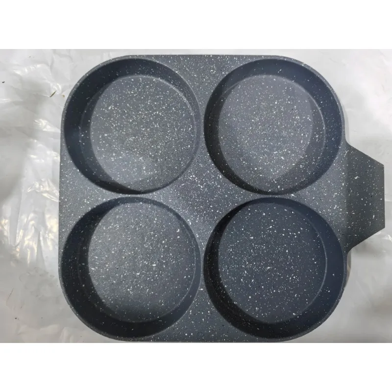 2025 New Cast Aluminum 4-Hole Frying Pan Non-Stick Induction Ready with Marble Granite Coating for Egg Cakes and Omelets