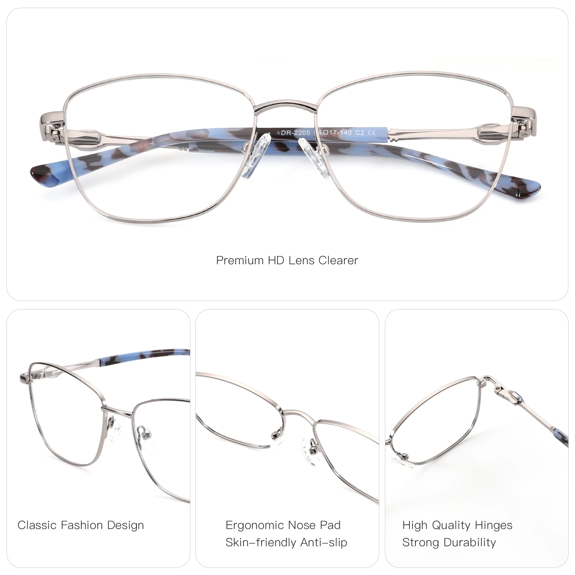 ZENOTTIC (M Size) Trend Metal Custom Prescription Glasses For Women Butterfly Myopia/Progressive Optical Eyeglasses