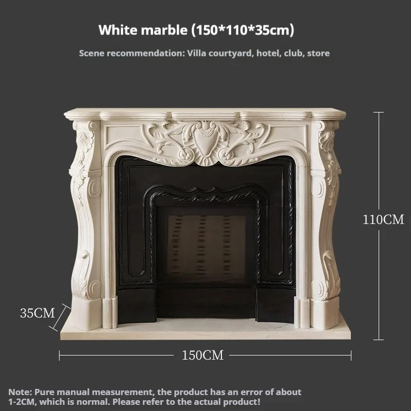 #Carrara marble fireplace-European carved white fireplace, French villa luxury heating decoration, custom light luxury ornaments