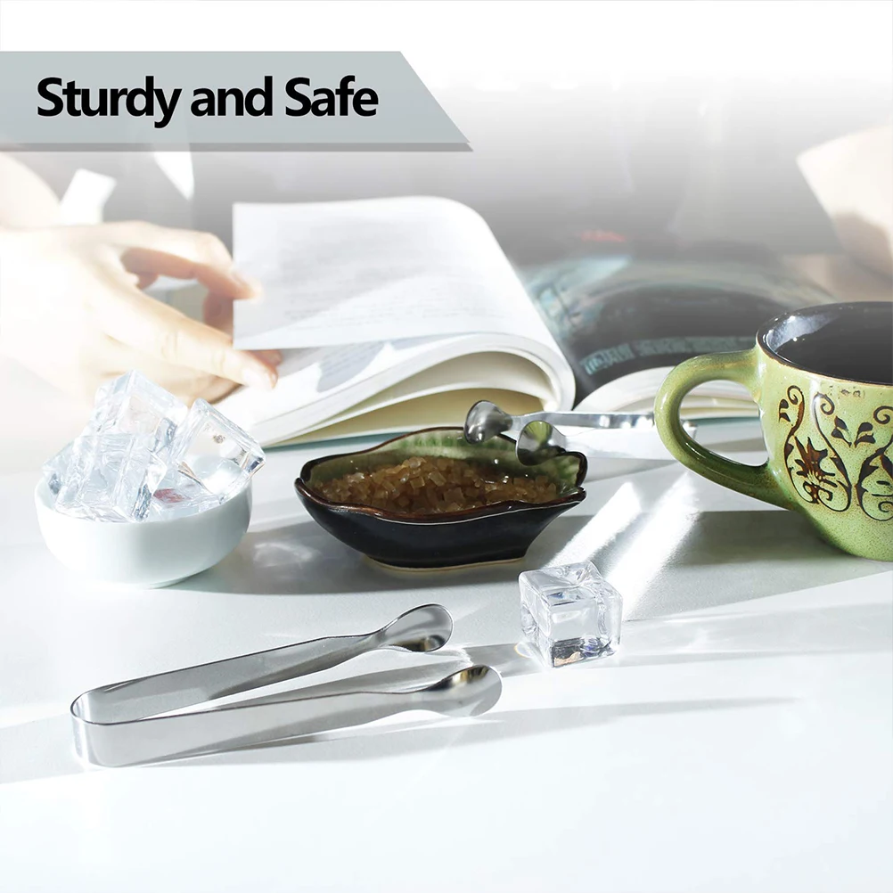 

6PCS Stainless Steel Ice Tongs Bread Cake Clamps Salad Coffee Sugar Cubes Clips for Restaurant Bar Party Serving Tongs