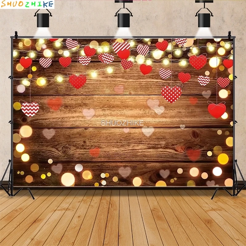 

Valentine's Day Photography Backdrops Props Bokeh Rose Wedding Wooden Wall Arch Door Window Studio Background WW-07