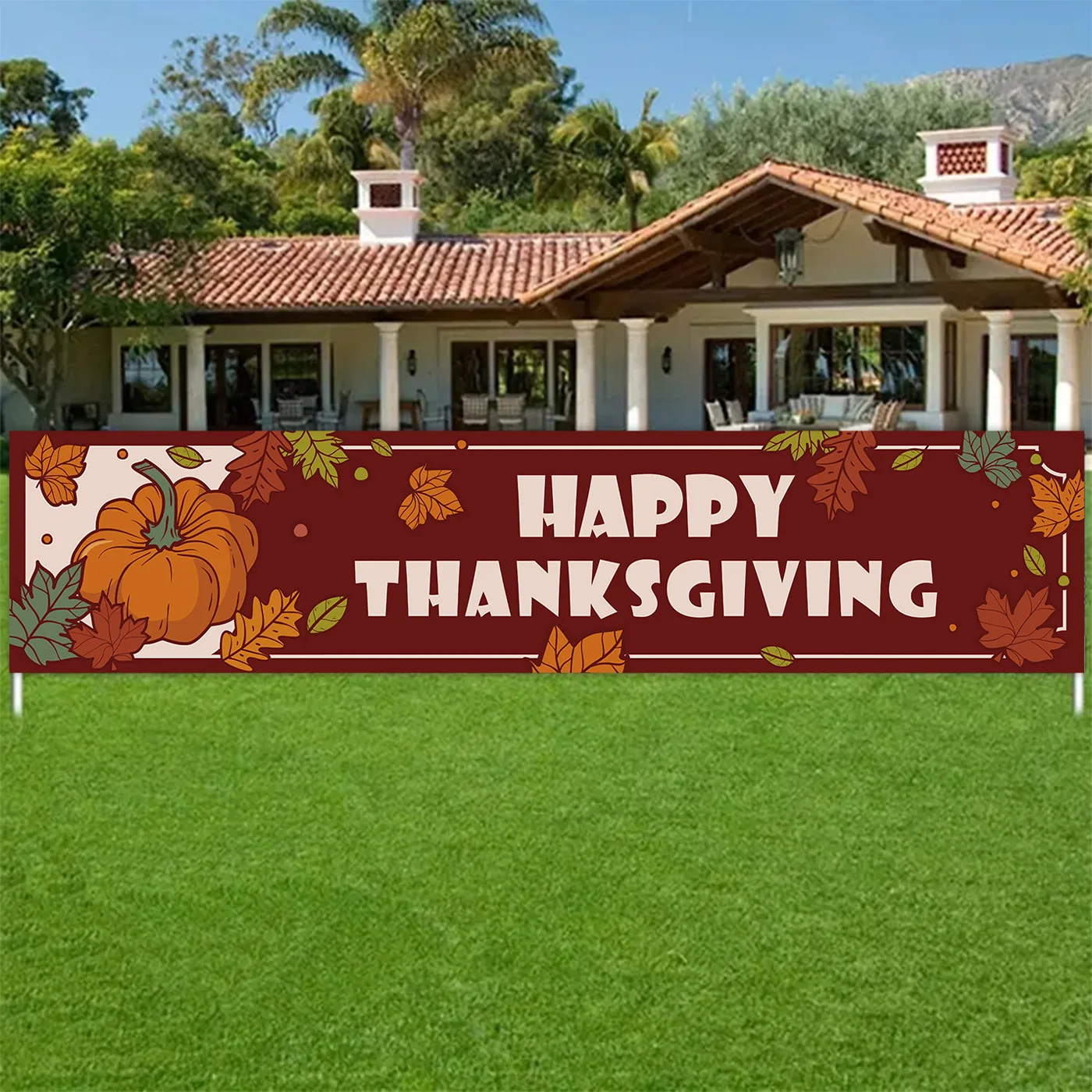 

Autumn Thanksgiving Theme Banner Poster Outdoor Courtyard Atmosphere Decoration Flag Pulling