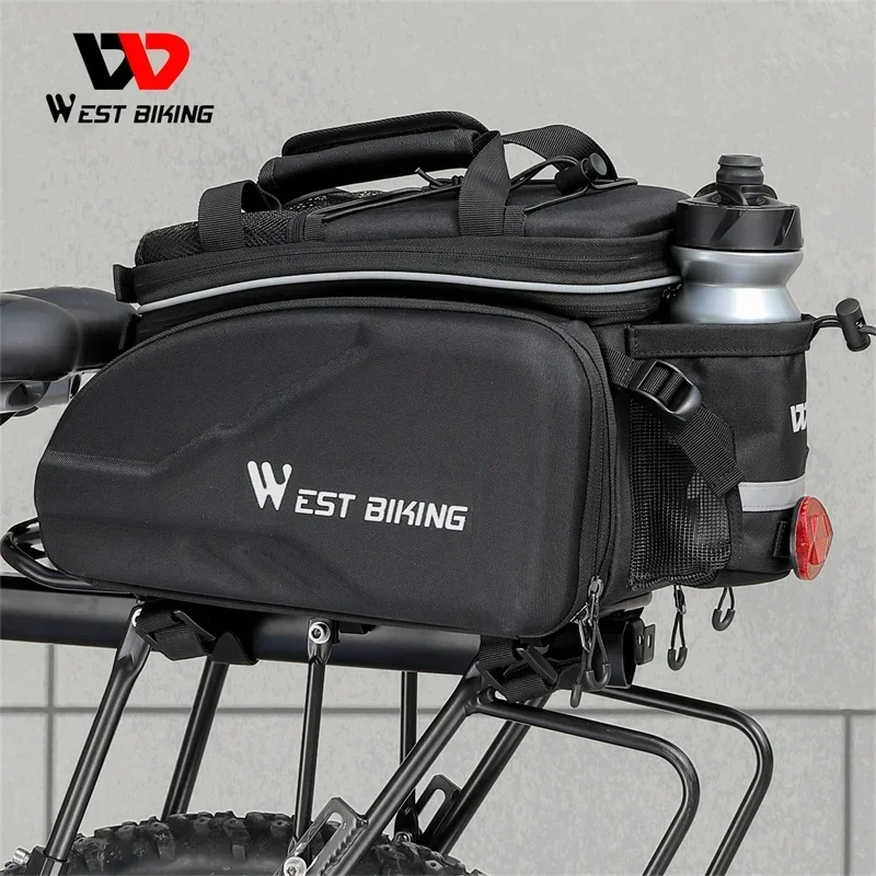 WEST BIKING 25-45L Bicycle Trunk Bag Foldable Double Side Bike Rear Bag Cycling Travel 3 In 1 Rear Seat Rack Hardshell Bag