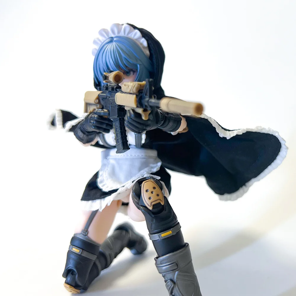 【Clothing Only】Handmade 1/12 Tactics Maid Mini Black Hooded Cloak Accessories Fit 6inch Snail Shell Action Figure Body