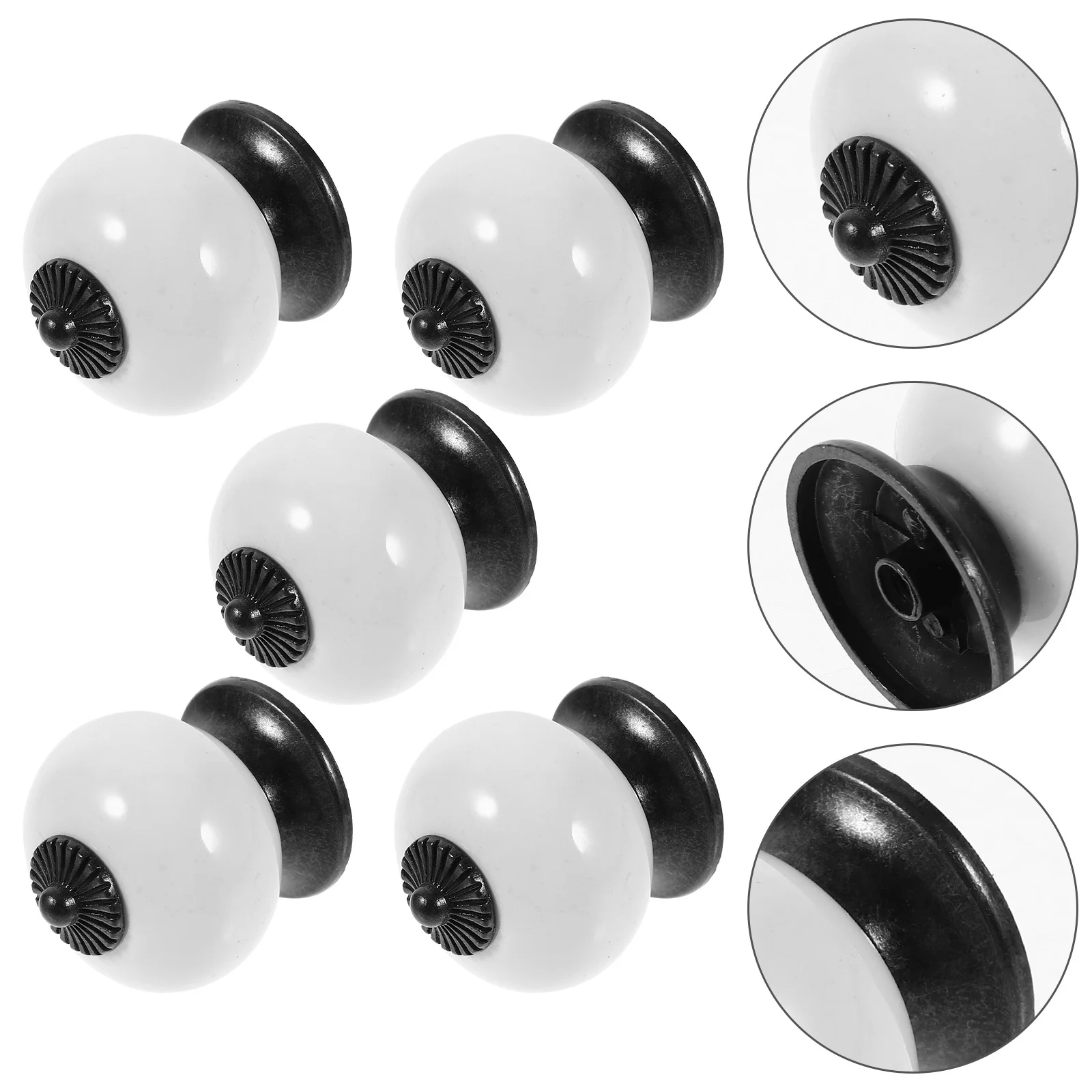 5 قطعة مقابض خزانة السيراميك المستديرة 38 مللي متر برغي معدني أبيض متضمن سهلة التركيب لخزانة ملابس بأدراج مقبض الباب مجموعة مقبض الباب المستدير #2