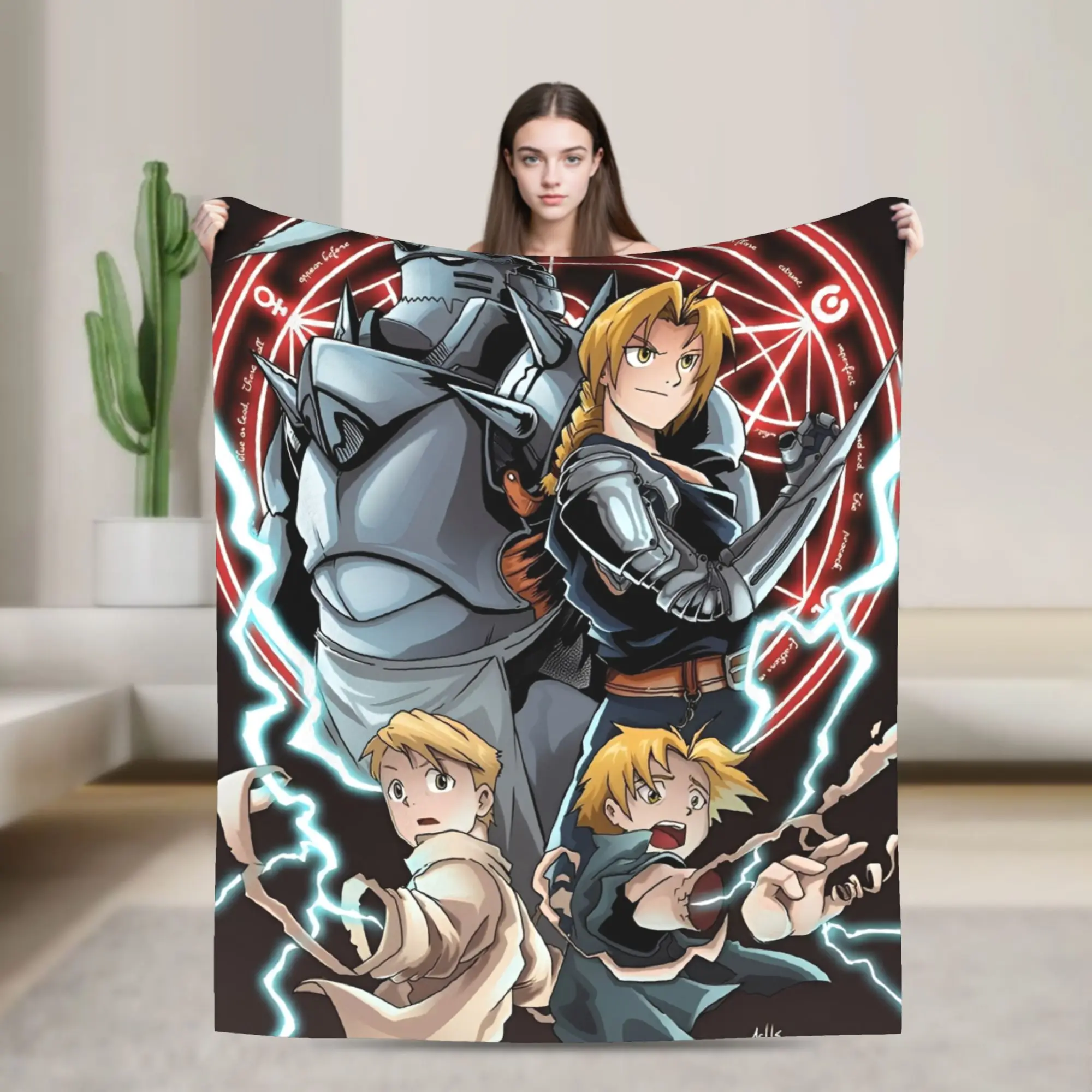 Fullmetal alchimiste couvertures Super douces filles garçons literie en peluche lances motif canapé chaise flanelle couvre-lit canapé-lit couverture