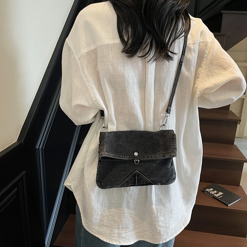 

High Quality Denim Women's Bag Vintage Shoulder Cross Bag Jeans Messenger Bag Y2K School Eco Bag Korean Shopper Small Handbag