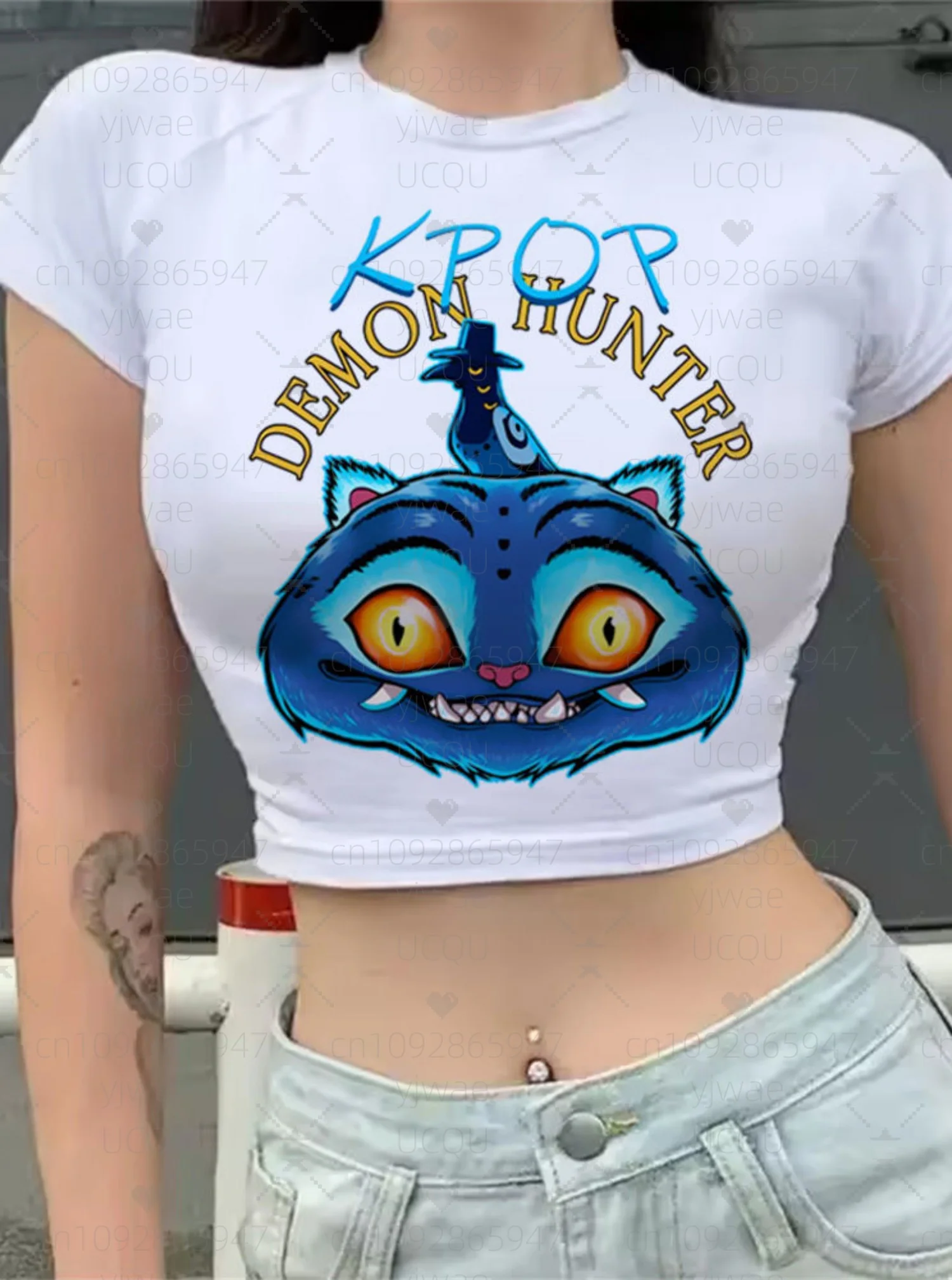 

Женские укороченные топы Rujinu Kpop Demon Hunters, Harajuku, эстетичная винтажная уличная футболка Gyaru Shoujo для девочек, футболка для подростков
