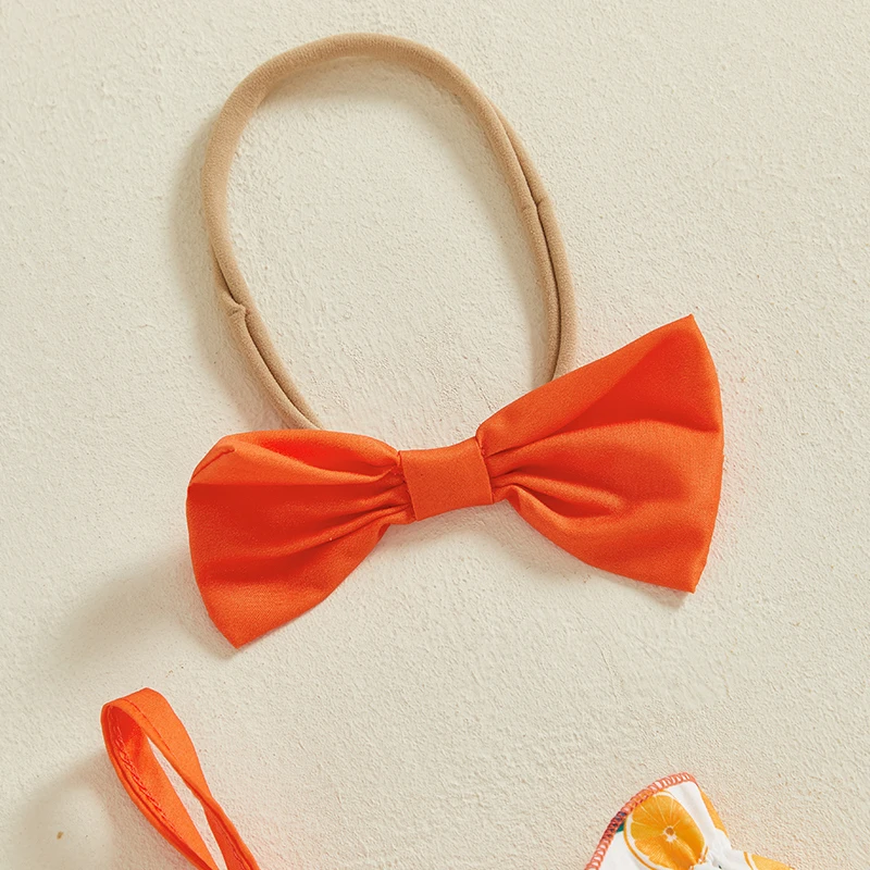 Abito pagliaccetto con maniche a volant floreali rosa per bambini con fascia per capelli con fiocco abbinato, set da 2 pezzi per gite estive e feste