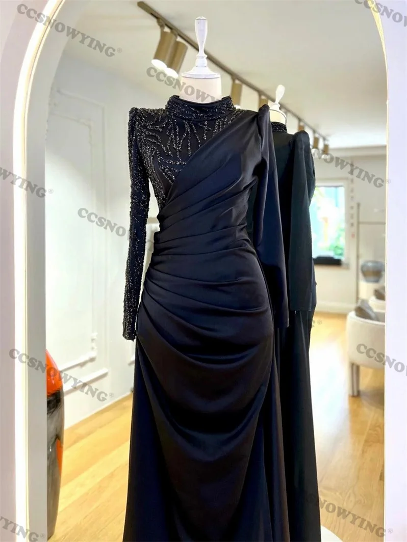 Brand new  Appliques customizable High Neck Long Sleeve Evening Dresses Prom Dress Formal Occasion Dresses