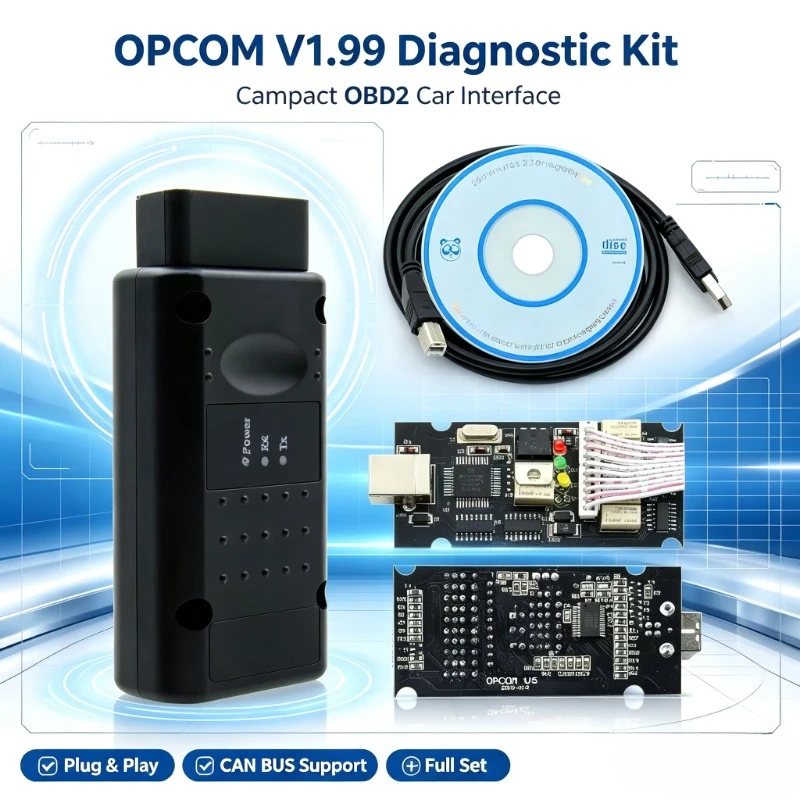 DIY Automobile Maintenance Scan Connector, V1.99 OPCOM V5 Cable, PIC18F458 Chip CAN BUS Interface for Opel Fault Diagnose