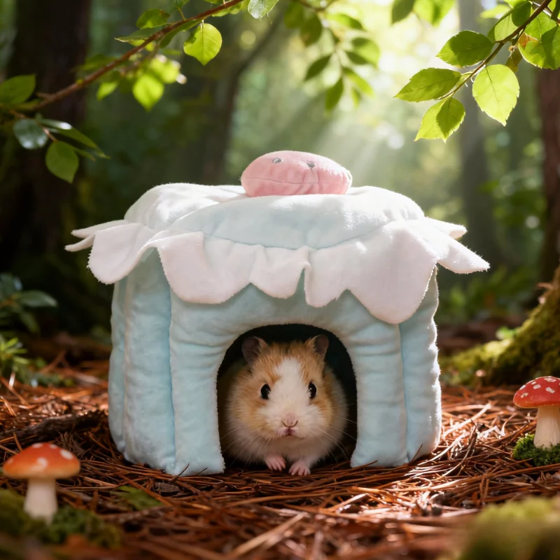 

Cartoon Cake Shape Hamster House Winter Warm Hideout Soft Shelter for Guinea Pig Rabbit Chinchilla Small Animal Cage Accessory