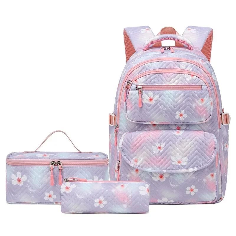 

2024 new printed schoolbag three-piece campus clear sweet student backpack fashion backpack three-piece schoolbag