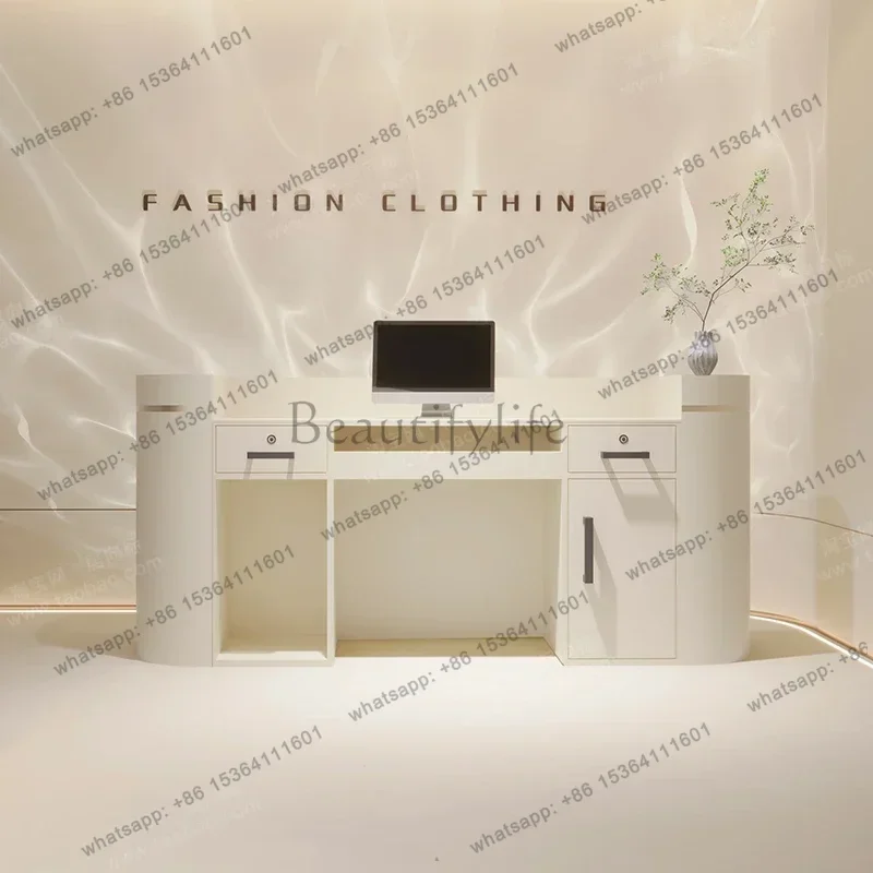 LSNordic Luxury Reception Desks Modern Simple Beauty Salon Cashier Desk Outfit Shop Podium Salon Furniture Balcão De Recepção FY 4