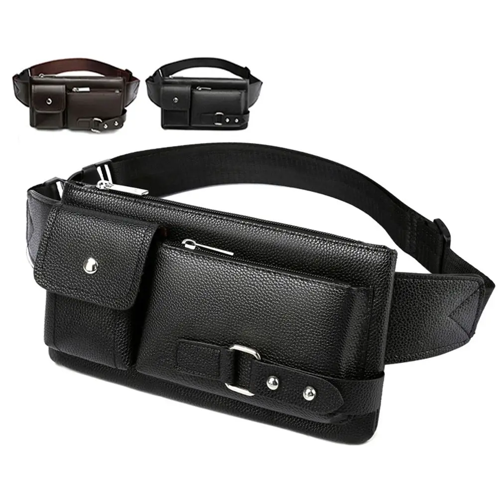 Fashion Outdoor sports Men Belt Bags Mobile Phone bag Chest Packs Leather Waist Bag Fanny Pack