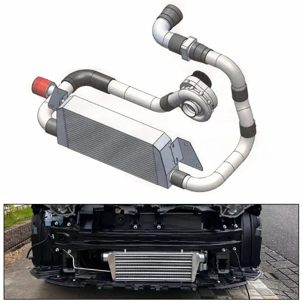 Universal Front Mount Aluminum Tube Intercooler Turbo Charge Air Cooler OD 65mm 76mm Auto Turbo Cooling System Modified Parts