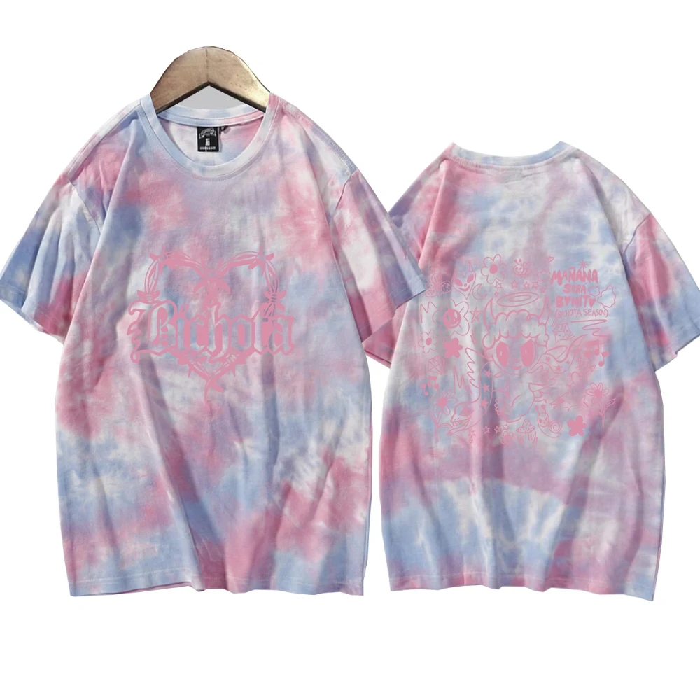 2024 Summer Hot selling Karol G Bichota Double Sided Print T Shirt Hip Hop Tie Dye O-Neck Short Sleeve Oversized Unisex Tops