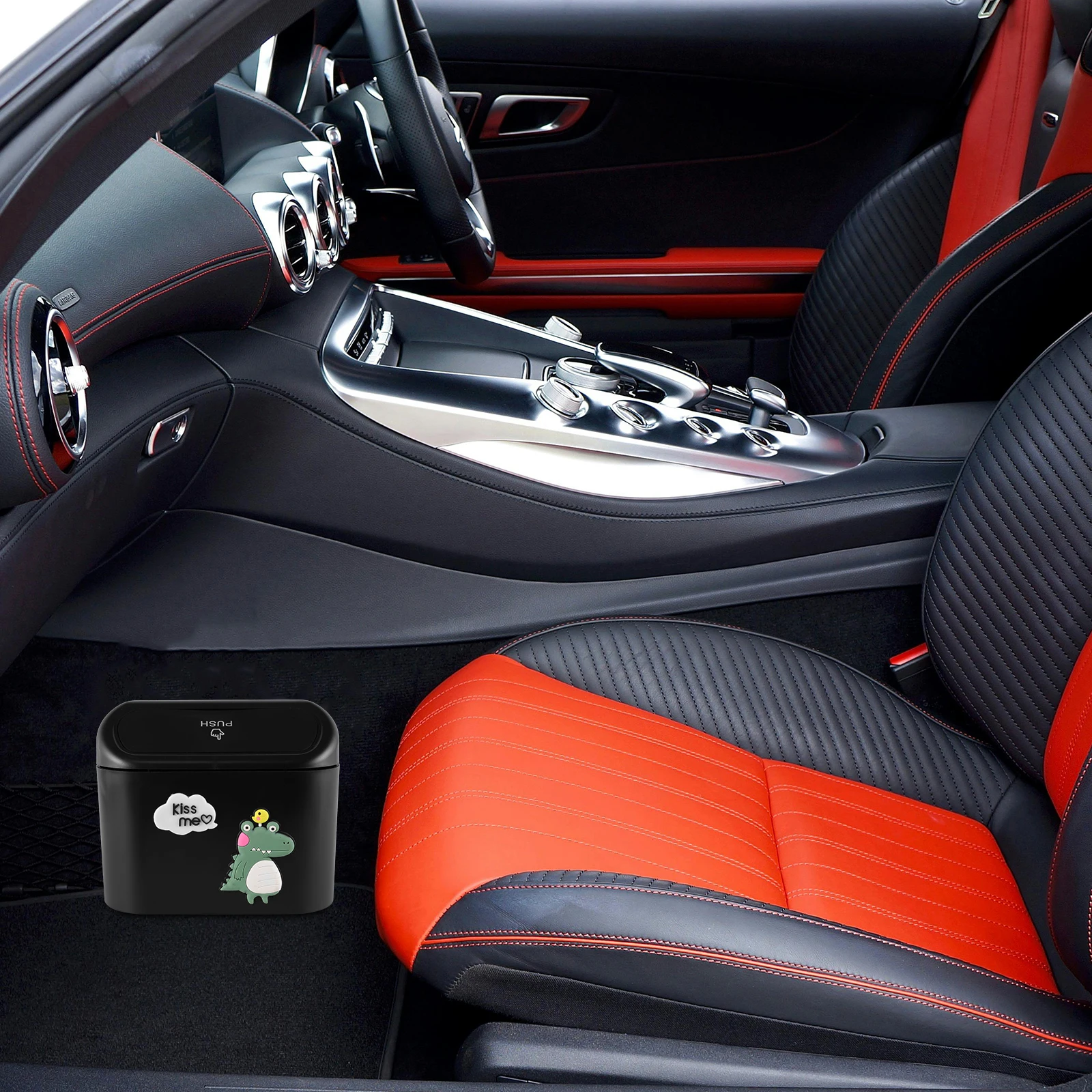 

Portable Trash Bin ABS Removable Foldable Garbage Bins for Door Storage Easy Install Push Open Close Automatically for Car