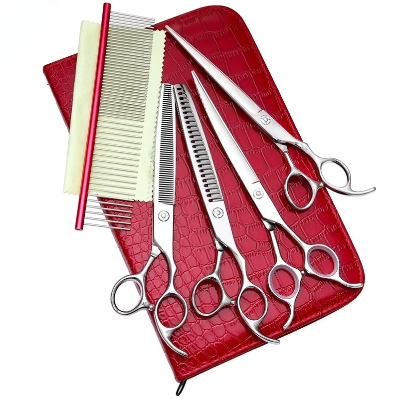 

AR-D14 Japan 440c 7inch and 7.5inch Pet Grooming Kit Professional Pet Straight Scissors Curved Shear Thinner and Chunker